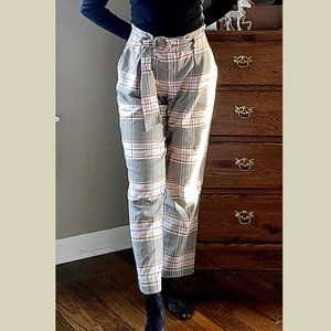 ASOS RIVER ISLAND PLAID TAPERED LEG TROUSERS // size US 6